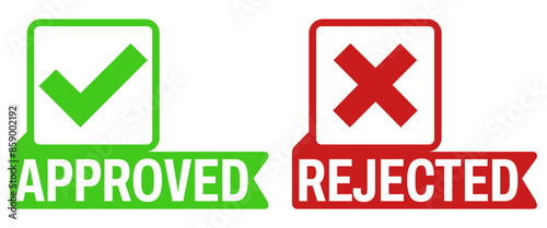 set approved or rejected icon. verified labels sticker design vector illustration