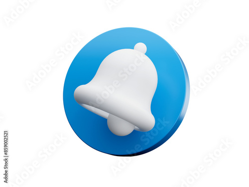 Blue notification bell alarm icon sign 3d illustration 