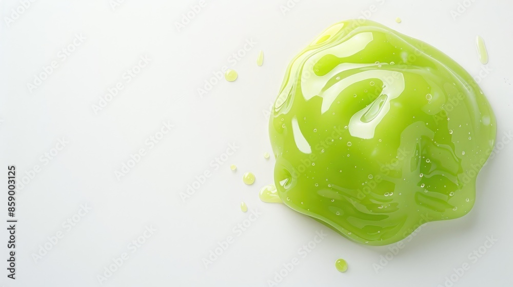 Transparent funny toy for children green slime White background with space for text Transparent funny toy for children green slime White background with space for text