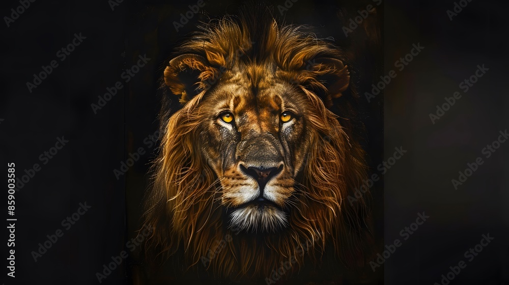 Fototapeta premium artistic lion on black background. 