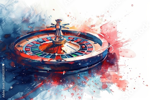 Watercolor Roulette Wheel with a Splash of Color