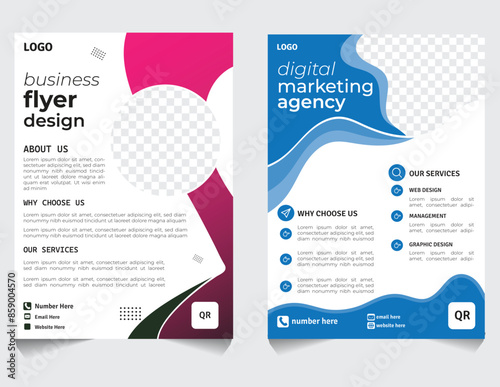 modern two different style one-sided flyer design template by curve shape