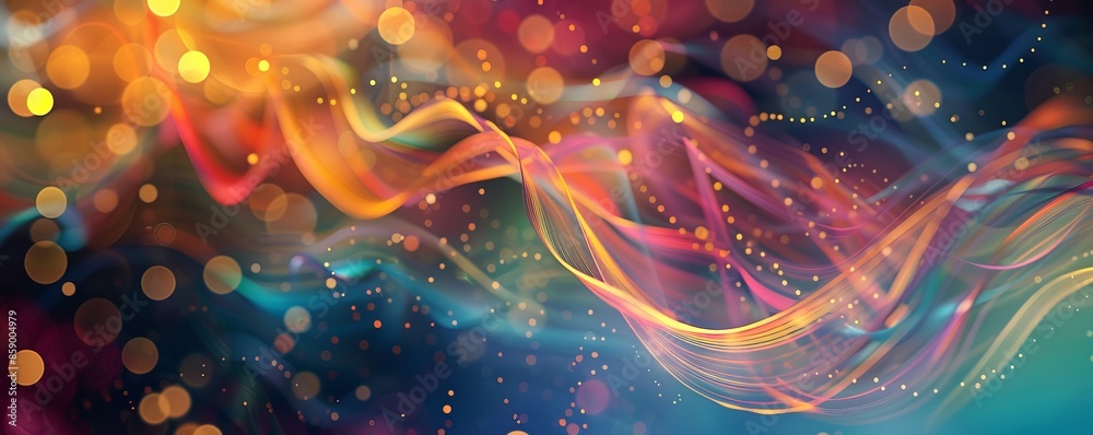 Colorful abstract light trails with bokeh on dark background Colorful abstract light trails with bokeh on dark background
