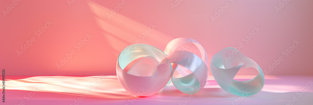 Elegant flowing ribbons of light in a pastel-colored space Elegant flowing ribbons of light in a pastel-colored space