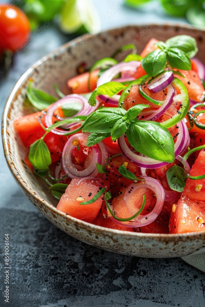 Watermelon Salad with Red Onion and Basil Watermelon Salad with Red Onion and Basil