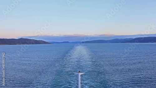 Trondheim Fjord.  A time-lapse recording taken from a ship as it departs the Norwegian port of Trondheim.  Trondheim is a city on the Trondheim Fjord in central Norway.