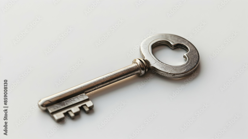 A minimalist modern key on a white background, with soft shadows emphasizing the key's sleek and contemporary design A minimalist modern key on a white background, with soft shadows emphasizing the key's sleek and contemporary design