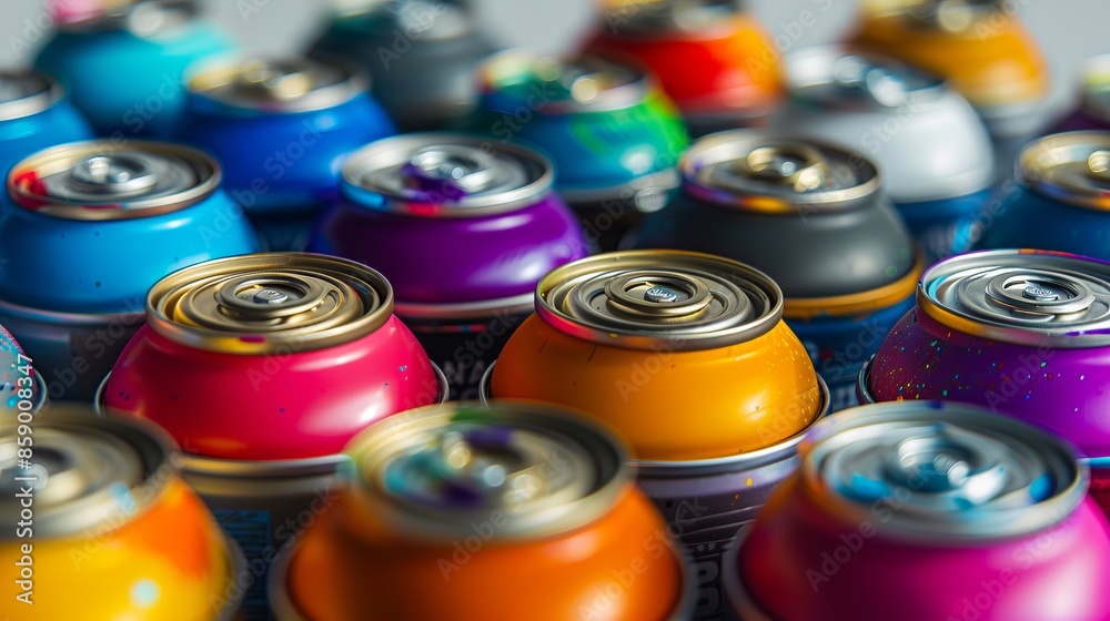 A group of cans with different colors. A group of cans with different colors.