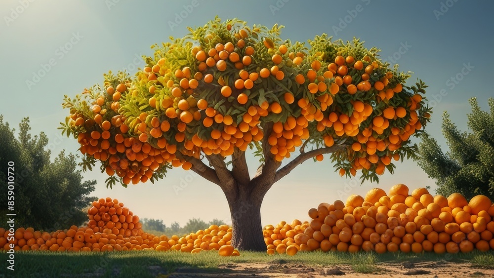 Naklejka premium Vibrant Orange Grove Harvest