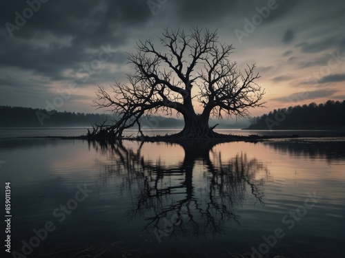 Solitary Tree at Sunset