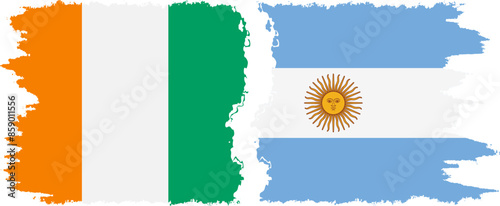 Argentina and Ivory Coast grunge flags connection vector