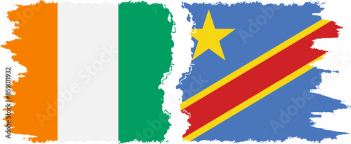 Free Download Congo - Kinshasa and Ivory Coast grunge flags connection vector - GFXLoad