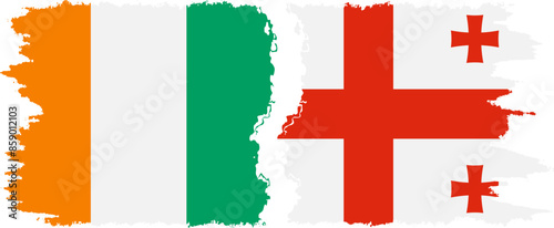 Georgia and Ivory Coast grunge flags connection vector