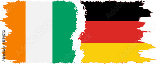Germany and Ivory Coast grunge flags connection vector