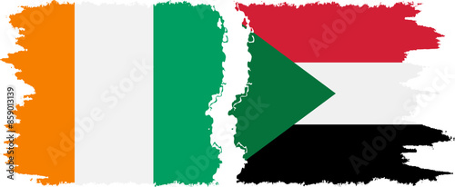 Free Download Sudan and Ivory Coast grunge flags connection vector - GFXLoad