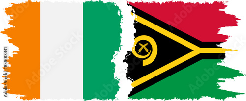 Vanuatu and Ivory Coast grunge flags connection vector