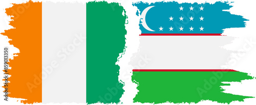 Free Download Uzbekistan and Ivory Coast grunge flags connection vector - GFXLoad