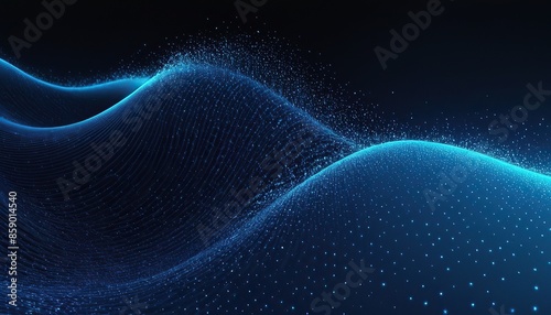 Futuristic colored luminous wave of dots The concept of big data Sound visualization Network connection Cybernetics 3d rendering © soyibakter