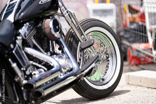 retro motorcycle in american style with chrome shiny parts