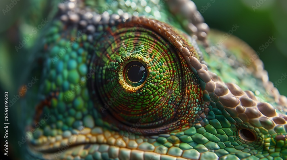 Fototapeta premium close up photo chameleon eye