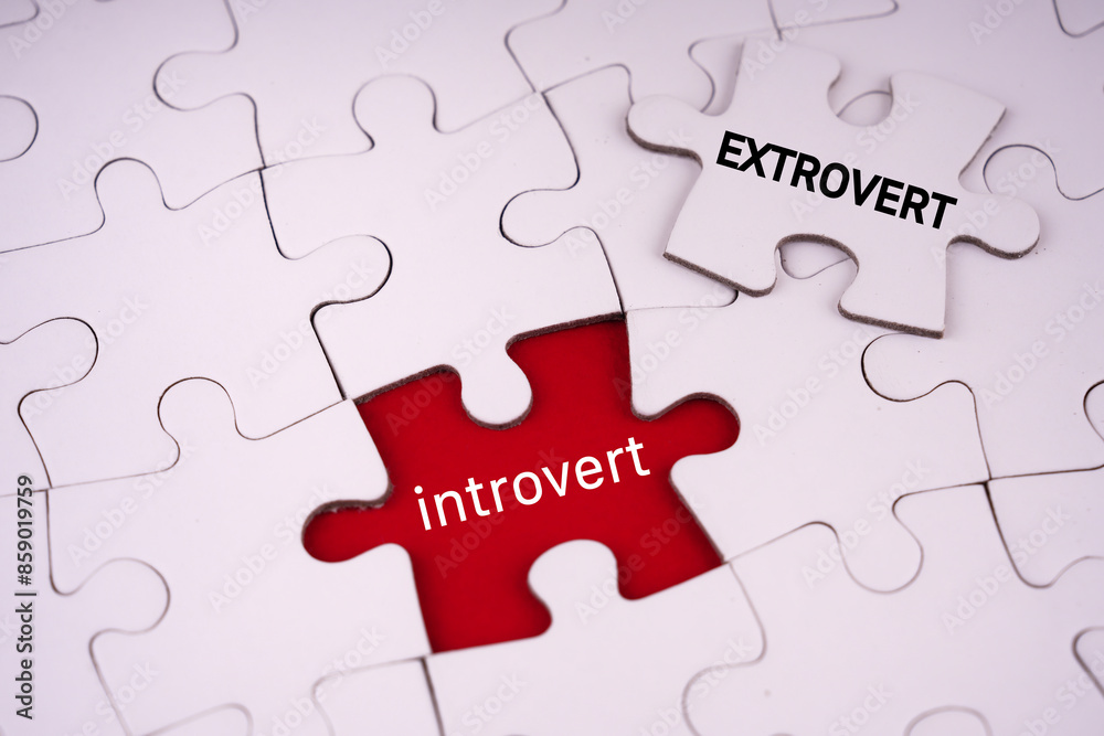 Human behaviour and character concept. INTROVERT EXTROVERT written on jigsaw puzzle pieces. Human behaviour and character concept. INTROVERT EXTROVERT written on jigsaw puzzle pieces.