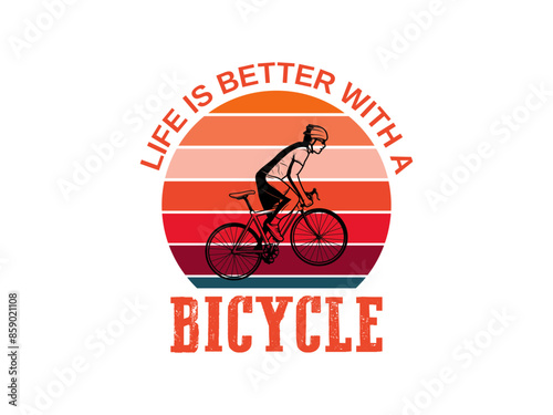 Positive quote with a hand drawn vintage bicycle
