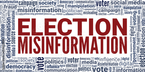 Election Misinformation word cloud conceptual design isolated on white background.