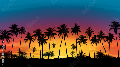 sunset beach with palm tree © sungedi