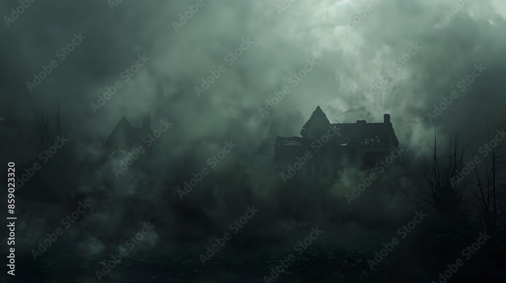 a very spooky image of a forest with strange mysterious silhouettes in the fog a very spooky image of a forest with strange mysterious silhouettes in the fog