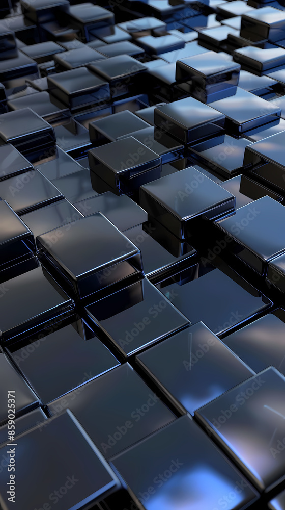 Abstract high-tech background, 3d illustration with abstract high-tech background with metal square blocks Abstract high-tech background, 3d illustration with abstract high-tech background with metal square blocks
