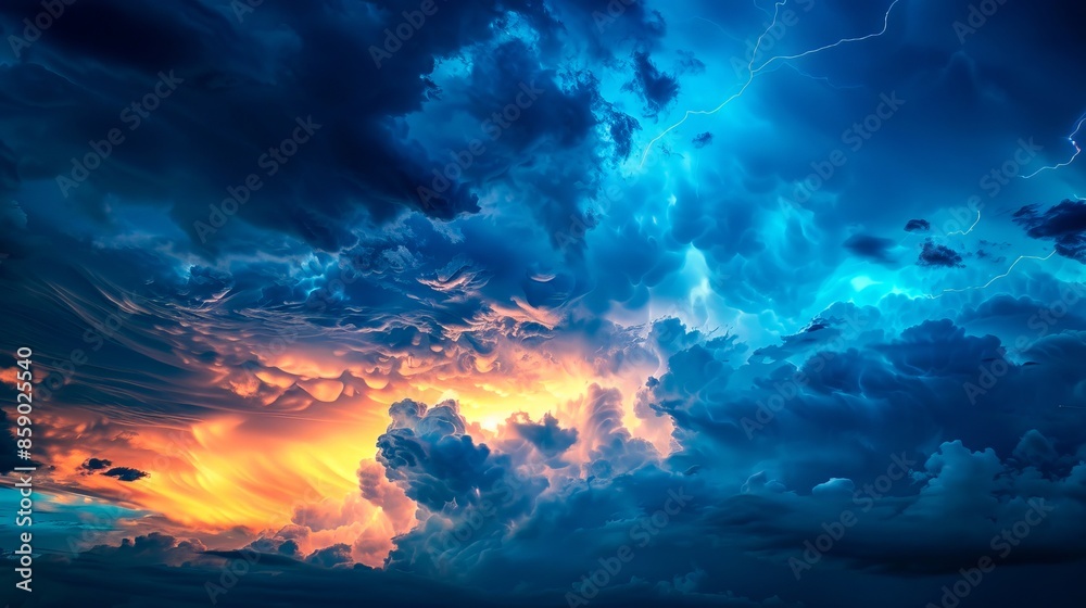 A stormy sky with lightning and clouds. A stormy sky with lightning and clouds.