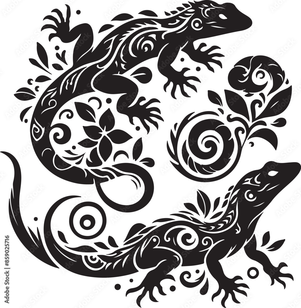Lizard design silhouette vector art work EPS generative AI Lizard design silhouette vector art work EPS generative AI