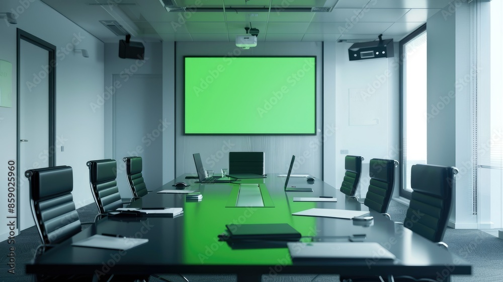 Meeting Room with Big TV Chroma Key Green Screen Meeting Room with Big TV Chroma Key Green Screen