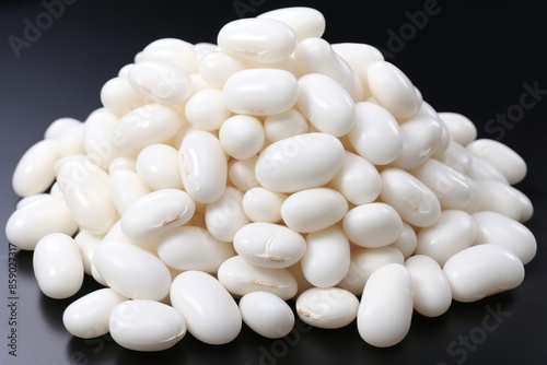 White beans displayed on a clean white minimalist background for enhanced visual appeal