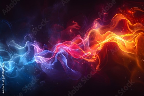 Colorful Swirling Smoke Effect in Dark Background - Abstract Art Design for Posters, Wallpapers, and Digital Art photo