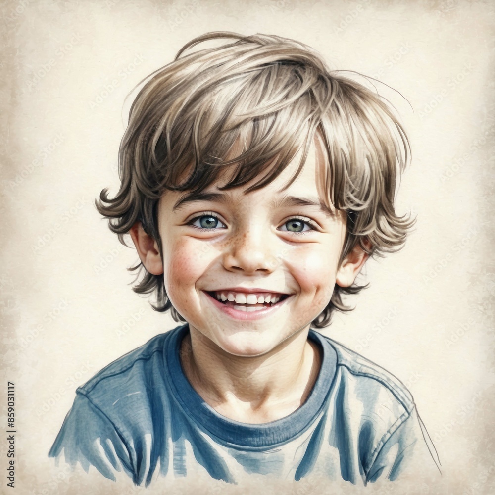 cheerful boy smiling happy drawing portrait cheerful boy smiling happy drawing portrait