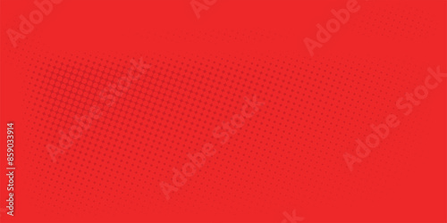 Abstract dots halftone red color pattern gradient texture with technology digital background. Pop art comics style.
