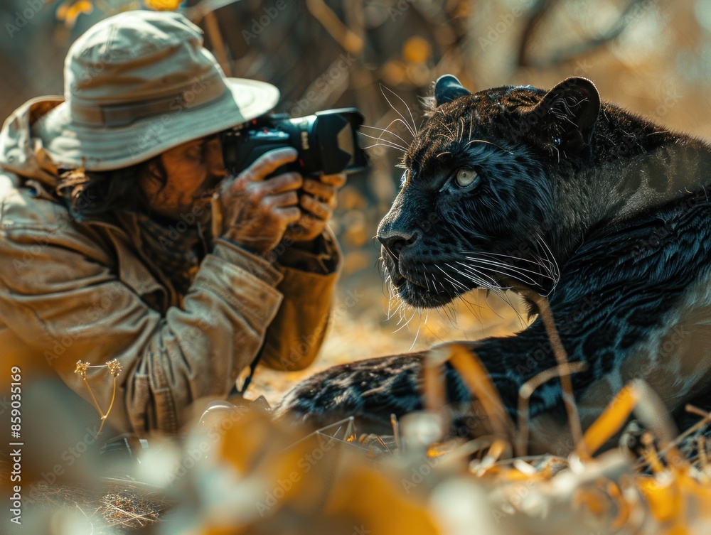 A photographer captures a rare moment with a black panther in its natural habitat A photographer captures a rare moment with a black panther in its natural habitat