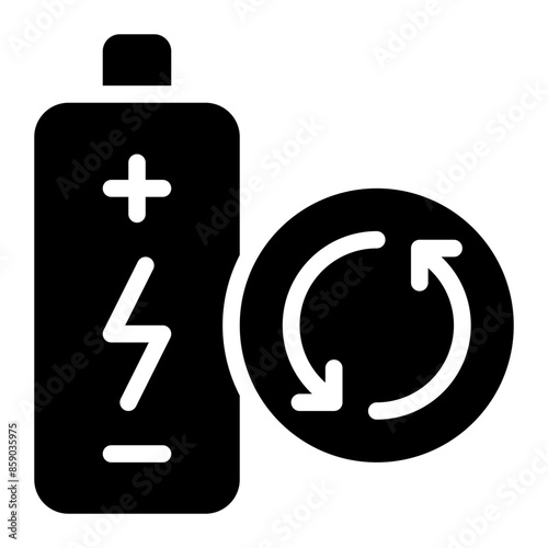 rechargeable battery, battery charge, battery, recycle, rechargeable, electric battery, cycle life solid glyph icon