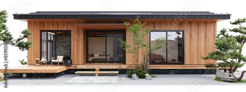 Design a one-story house in a minimalist style