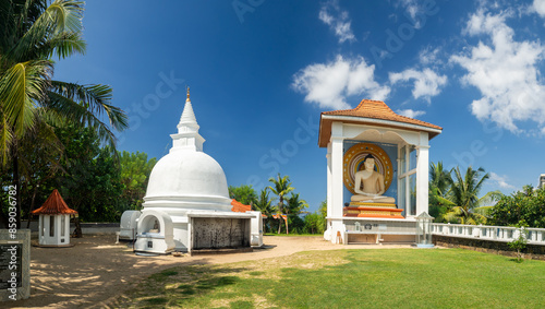 Sri Lanka, Ceylon Island, Unawatuna - Summer 2024 : Buddhist temple and beach town