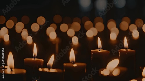 暗闇で揺れるロウソクの火_2. The candle flame flickering in the darkness. AI generated.	