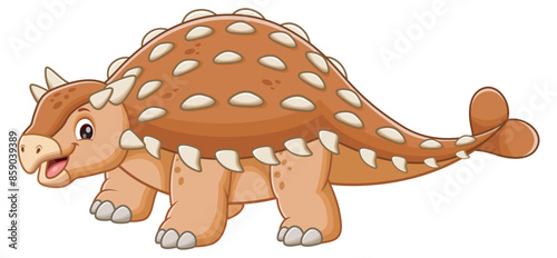 Cute Ankylosaurus Cartoon. Animal Nature Icon Concept Isolated Premium Vector. Vector Illustration