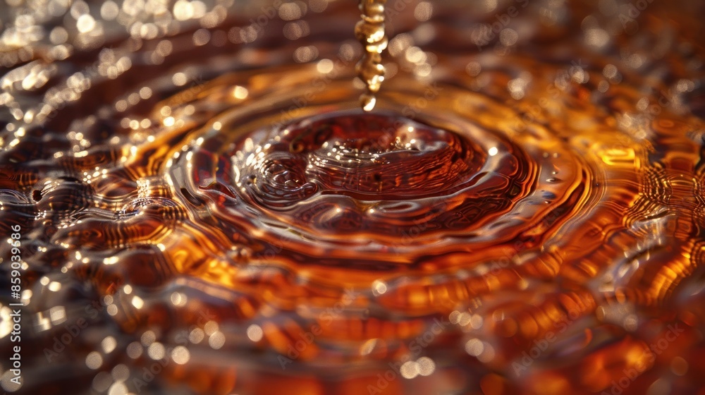 Close-up of water droplets falling and creating ripples Close-up of water droplets falling and creating ripples