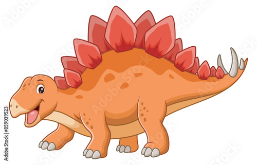 Cute Stegosaurus Cartoon. Animal Nature Icon Concept Isolated Premium Vector. Vector Illustration