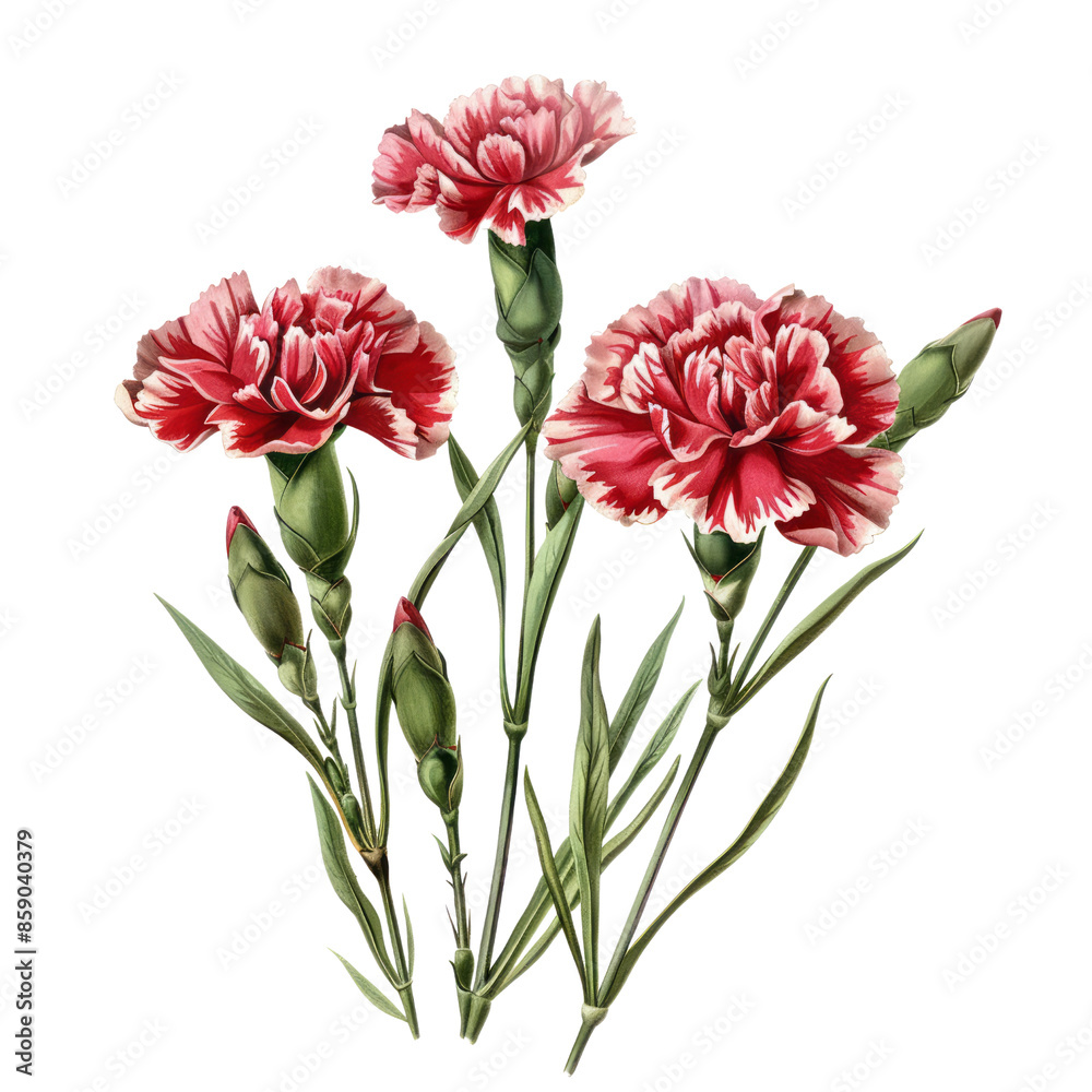 Fototapeta premium A beautiful bouquet of red carnations in full bloom