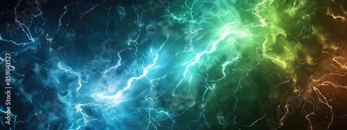 green and blue battle lightning background