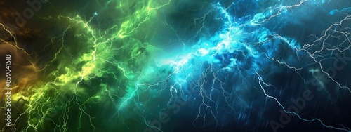 green and blue battle lightning background