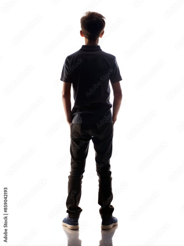 Silhouette of a Teenager Standing in Front of a White Background. Generative AI Silhouette of a Teenager Standing in Front of a White Background. Generative AI