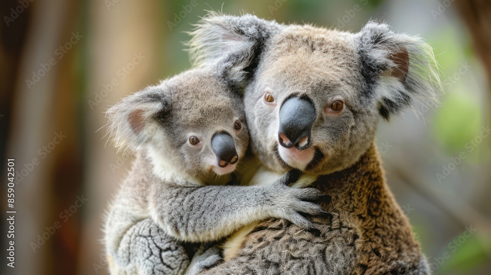 Koala Mother and Baby Cuddling Koala Mother and Baby Cuddling